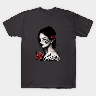 Girl with a Rose & Butterfly Tattoos T-Shirt